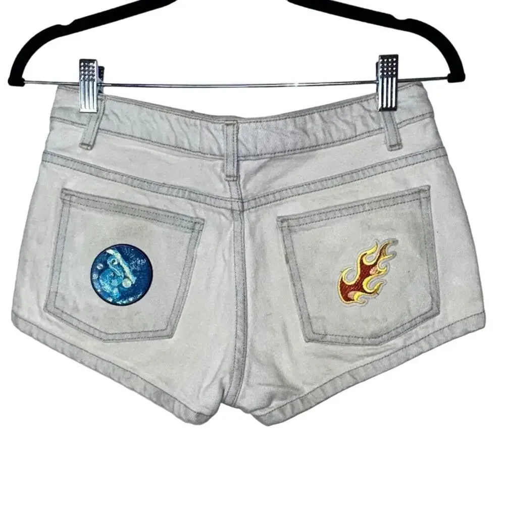 American Apparel Upcycled Womens High Waisted Light Wash Denim Jean Shorts 25